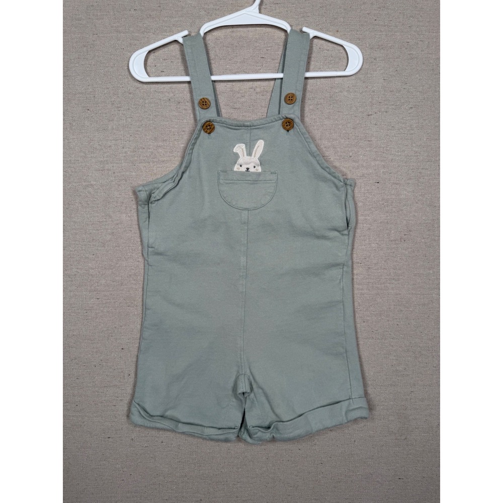 Sage Green Bunny Embroidered Shortall Romper Sage Green Kids Size 18-24M